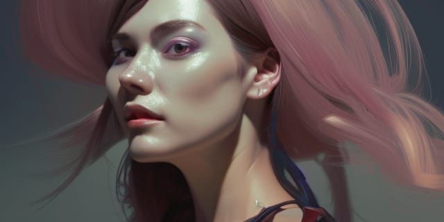 Surprised Crossdresser Portrait in Cyberpunk Style