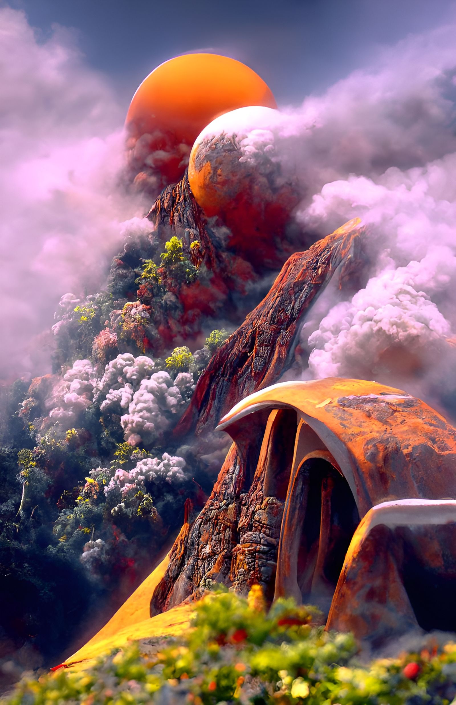 Alien Planet Volcano in Matte Painting Style