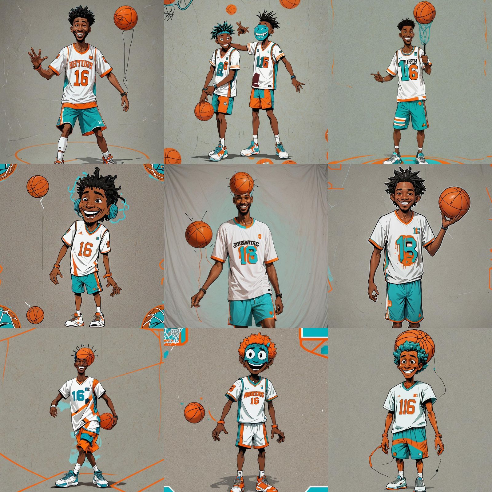 Television Head Anime Character on Basketball Court