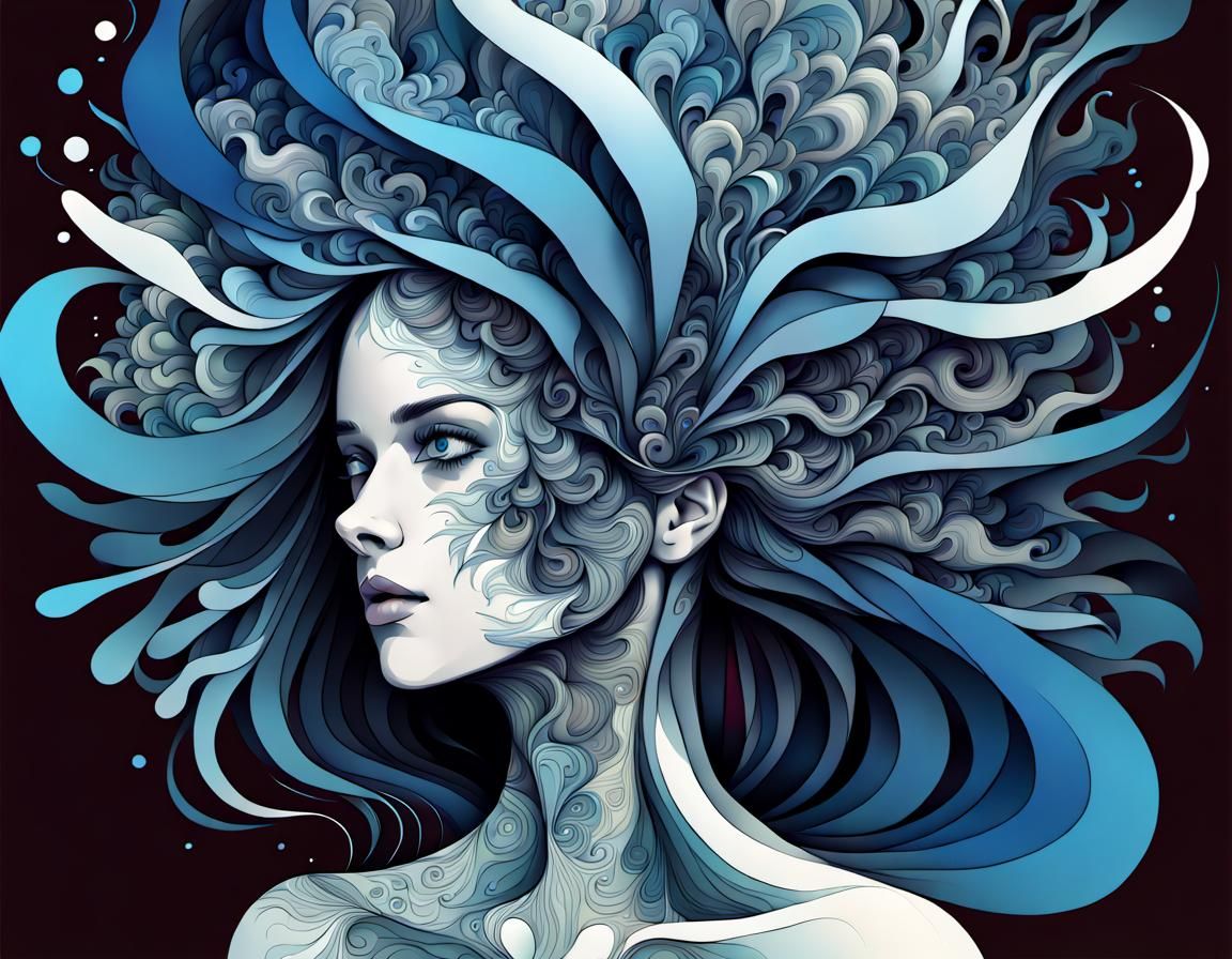 Woman with Exploding Head: Abstract Fractal Art