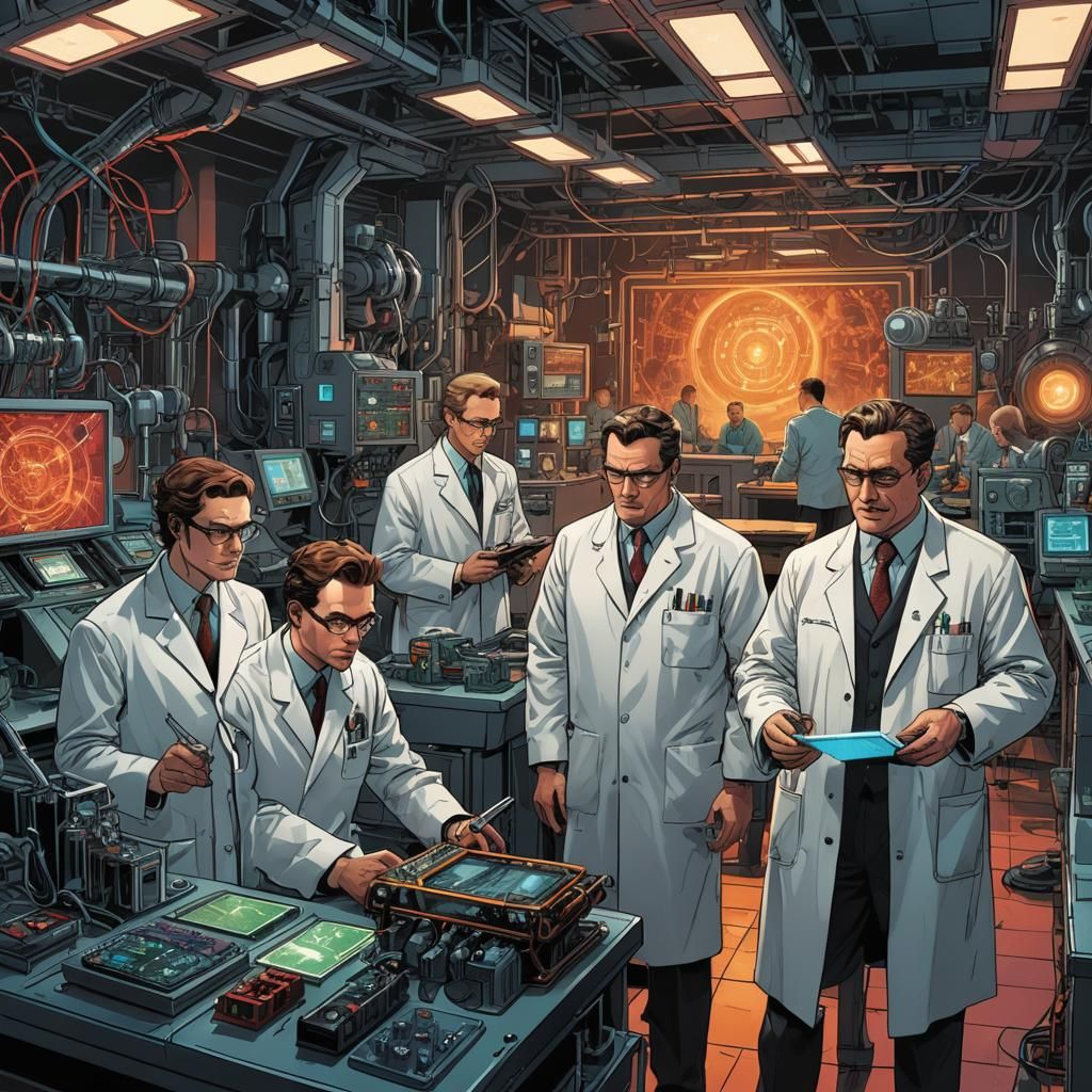 Villainous Scientists Prepare World Invasion: Comic Book Art