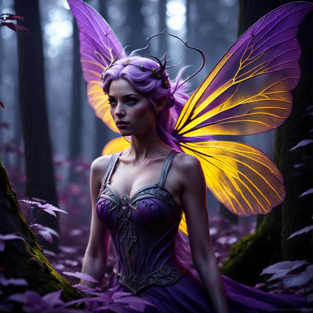 Beautiful butterfly fairy in the forest