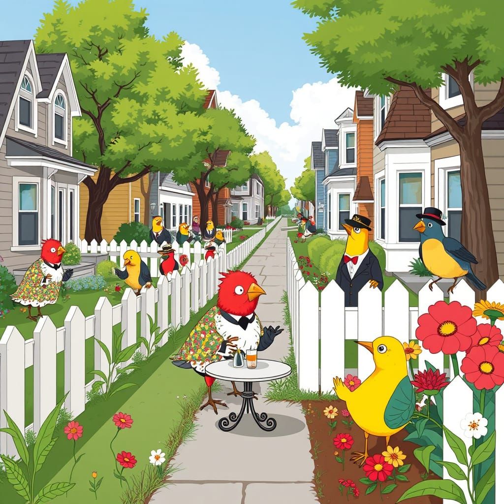 Birds Living in a Whimsical Urban Street