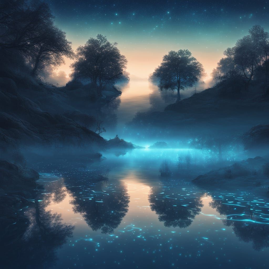 Ethereal Lake Dreamscape in Surrealist Style