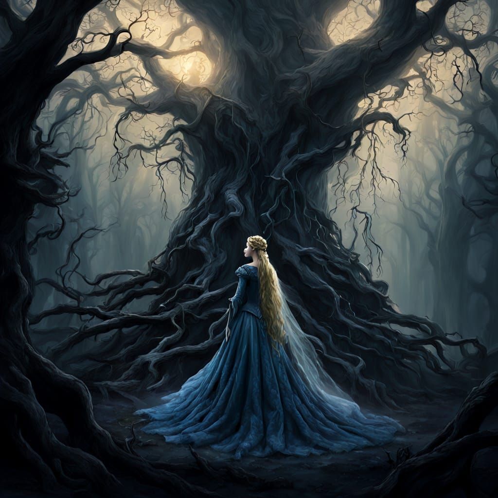 Rapunzel in Gothic Baroque Surrealism Style