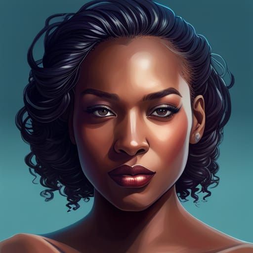 Beautiful Black Supermodel Portrait in Hyperdetailed Style
