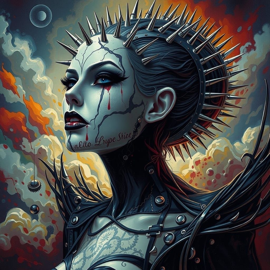 Spike Collar Siren in Dark Leather Elegance