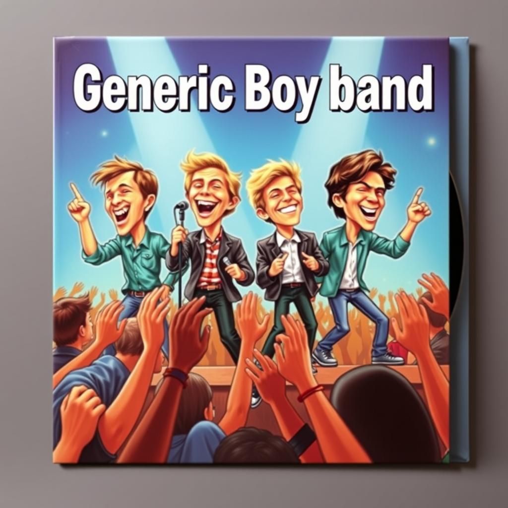 Humorous Album Cover of a Boy Band Performance