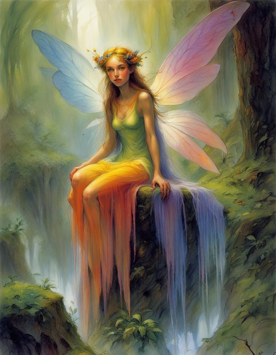 Colorful Fairy in John Howe Style