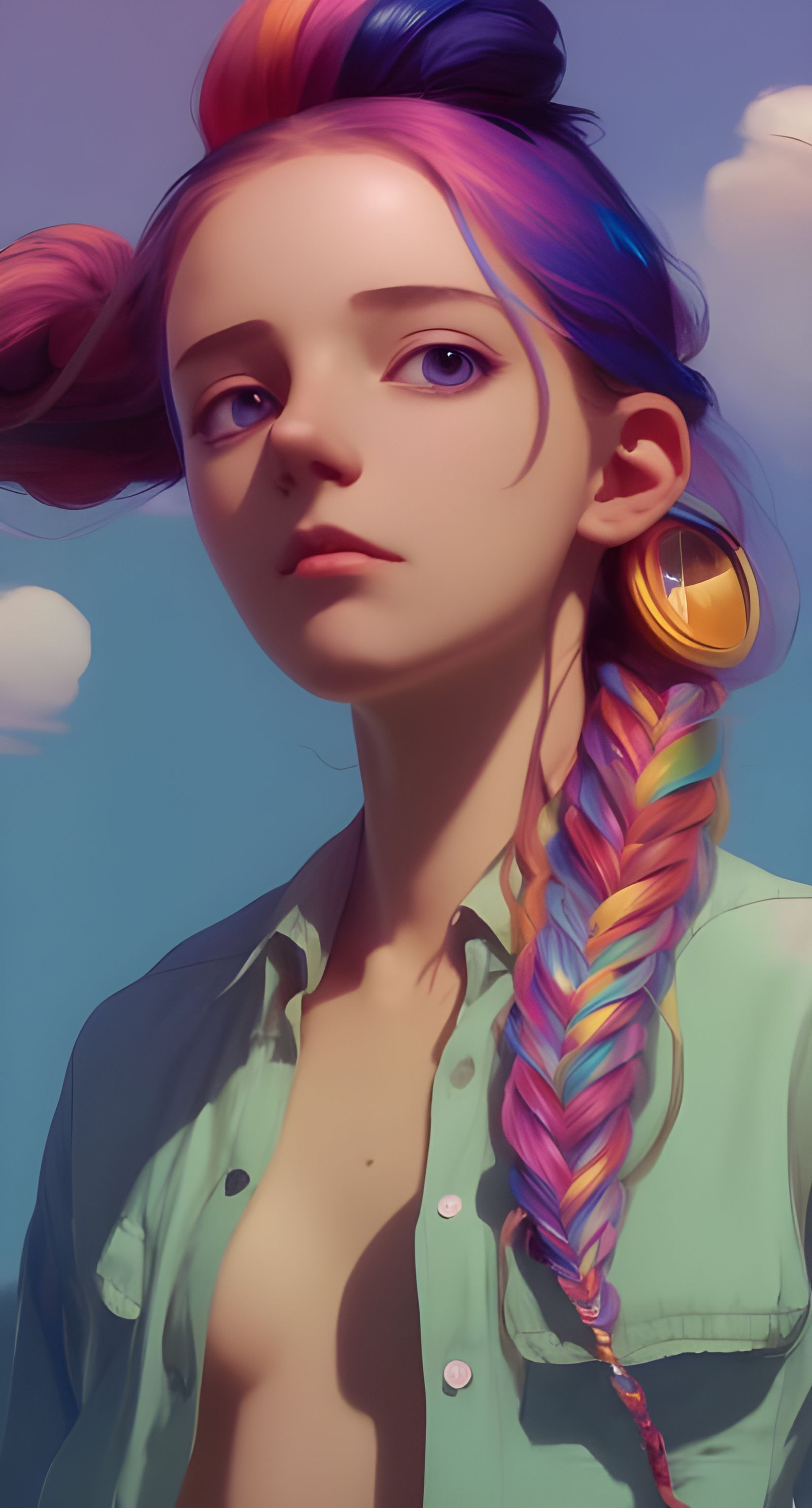 Colorful Braided Hair Portrait in Unreal Engine 5