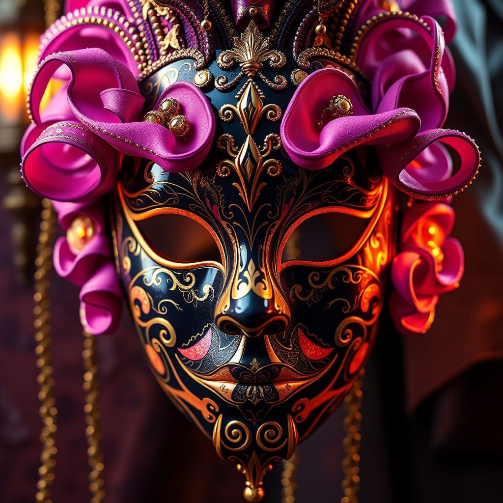 Venetian Carnival Hand Painted Ceramic Mask