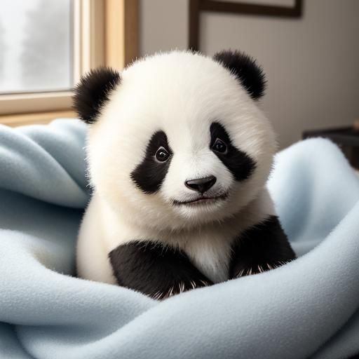 Adorable Baby Panda Close-Up: Fluffy Fur, Bright Eyes