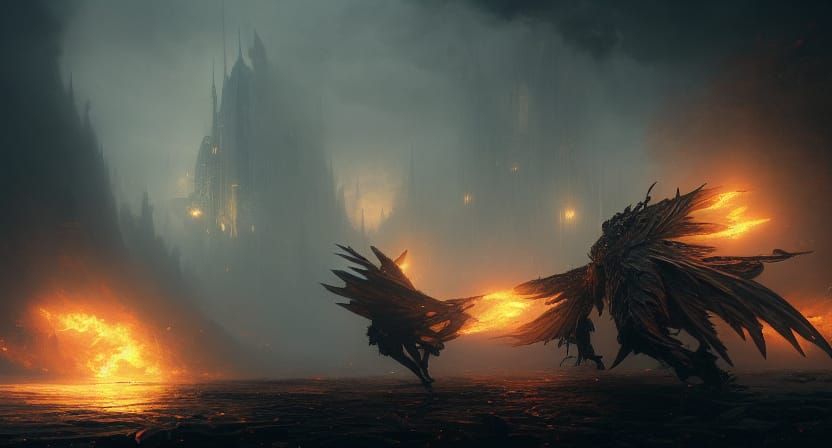 Dark Vulcan Masterpiece in Hyperdetailed Dark Fantasy Art