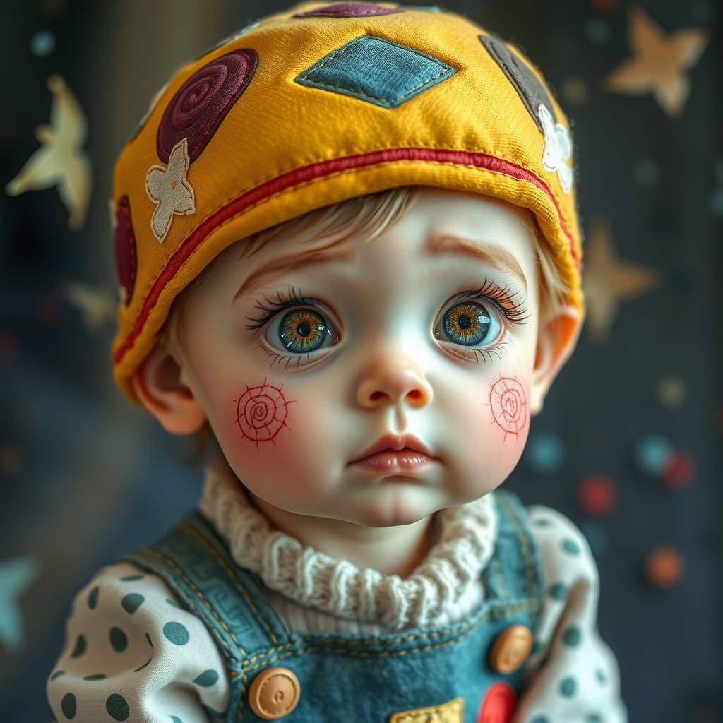 Surreal Storybook Toddler with Big Eyes