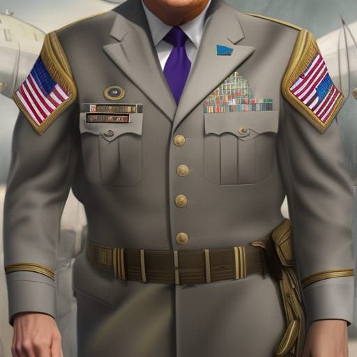 Donald Trump in Military Uniform: Detailed Concept Art
