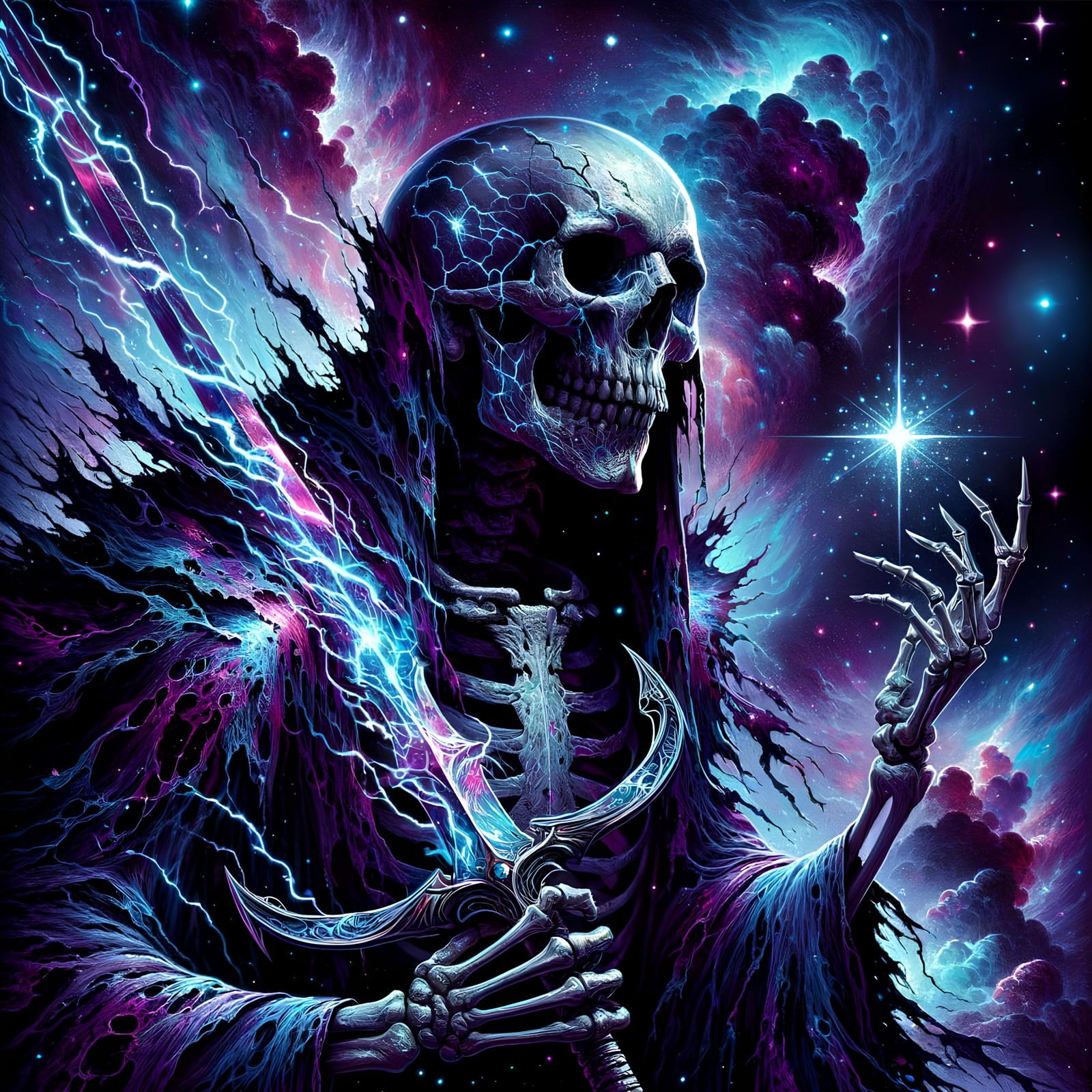 Cosmic Skeleton Warrior in Space