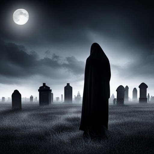 Ethereal Ghosts Gather at Cemetery