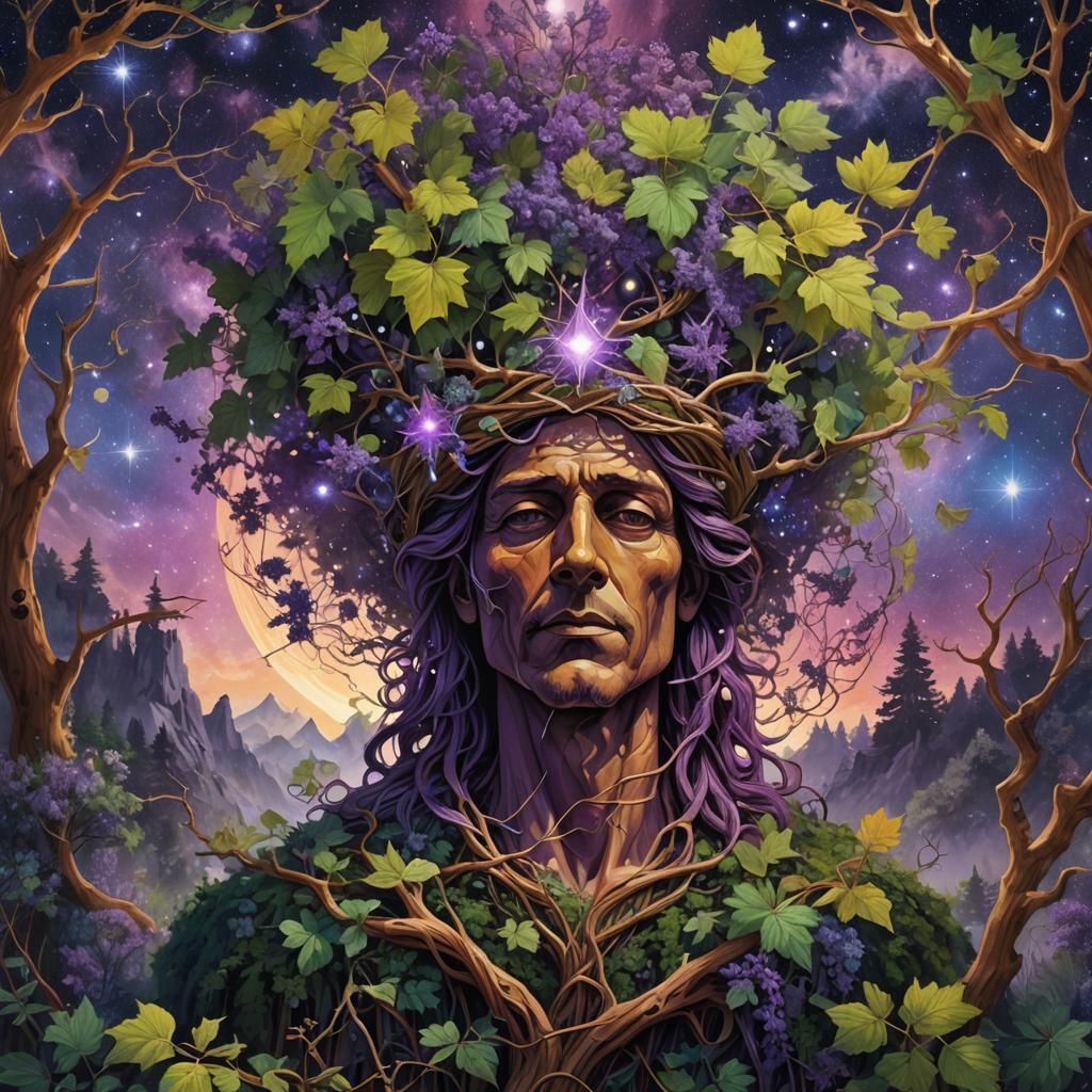 Lush Forest Canopy in Astral Cosmic Style