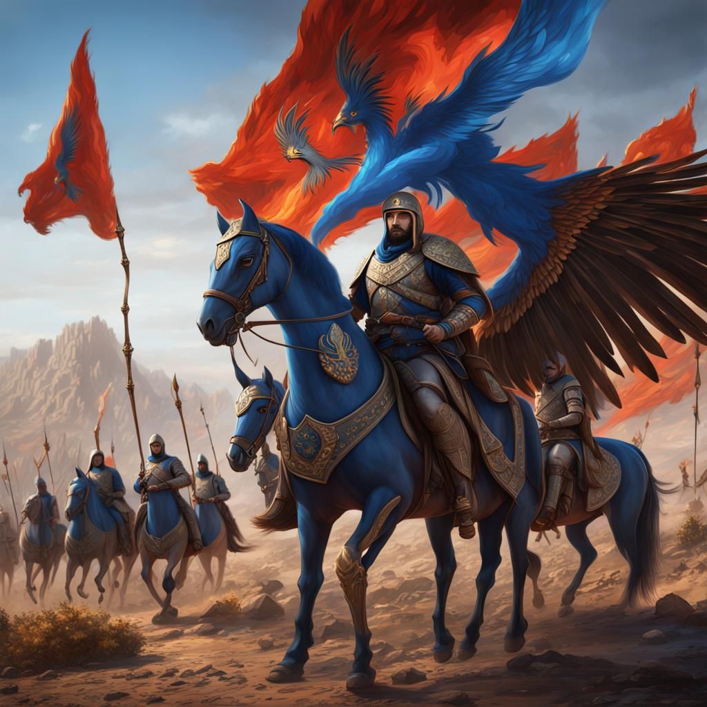 Seljuk Army with Phoenix Logo: Detailed Matte Painting