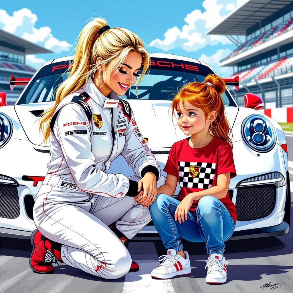 Le Mans Paddock Scene in Manara Style