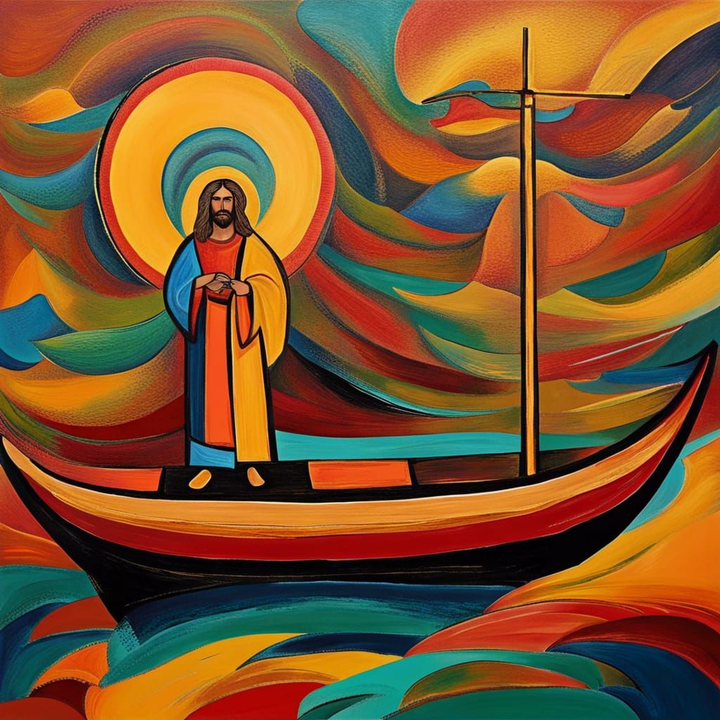 Abstract Art: Jesus Christ on a Boat