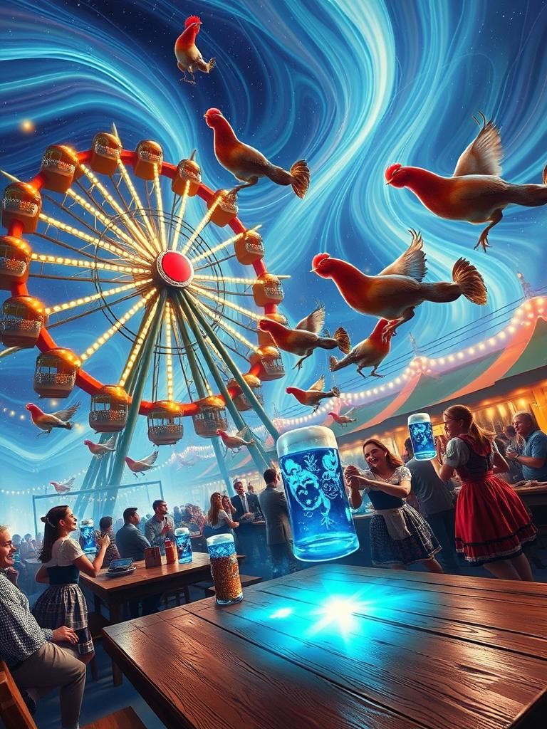 Surreal Oktoberfest Carnival Dreamscape in Pop-Art Style