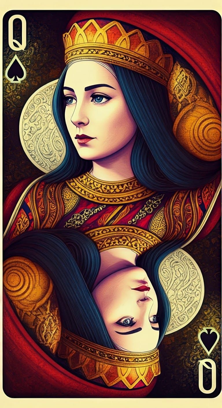 Regal Queen in Hyperrealistic Card Portrait