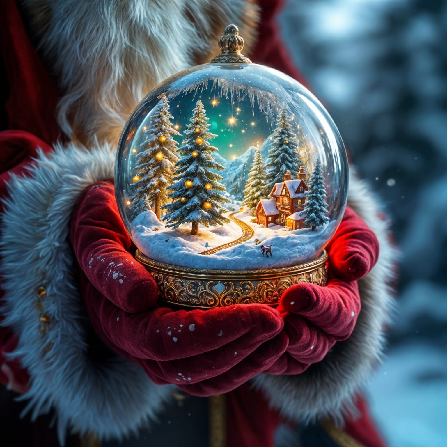 Santa Claus Globe: Detailed Matte Painting