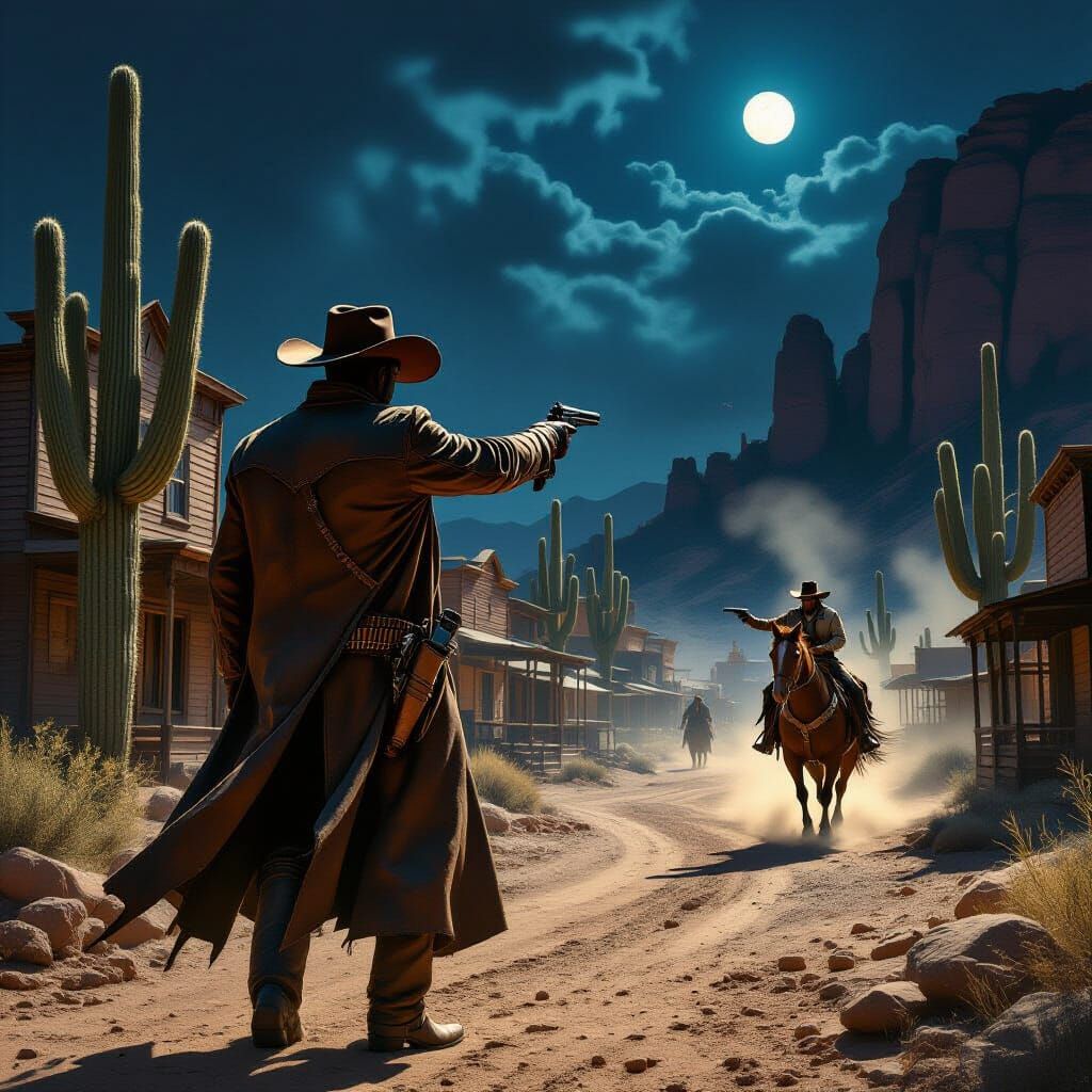 African Cowboy Duel in Old West Town