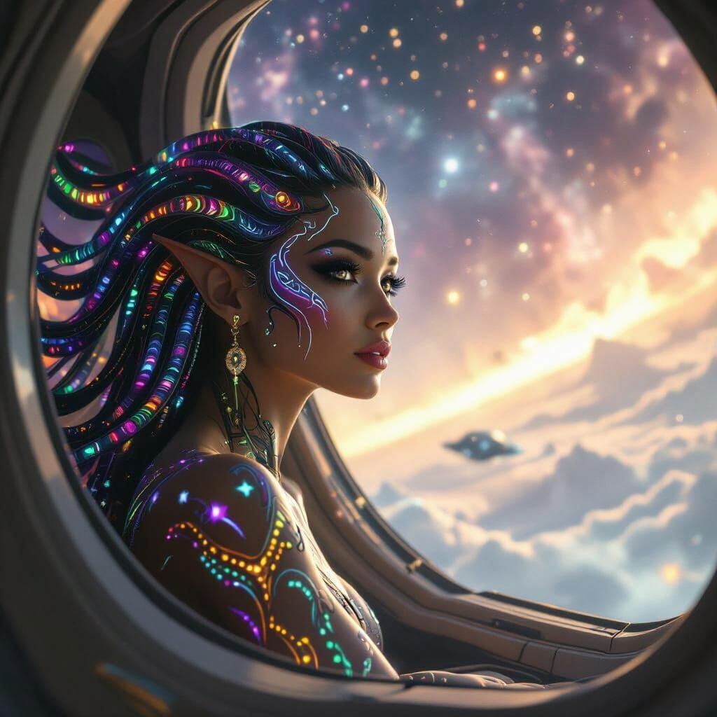 Alien Woman Seeks Help From Spaceship Window