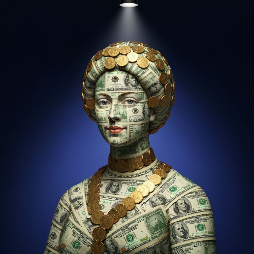 Portrait of a Lady Made of Money and Gold