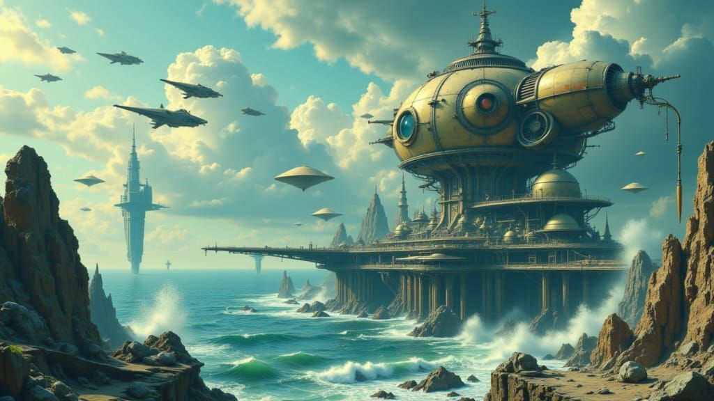 Alien City with Giant Eye Telescope