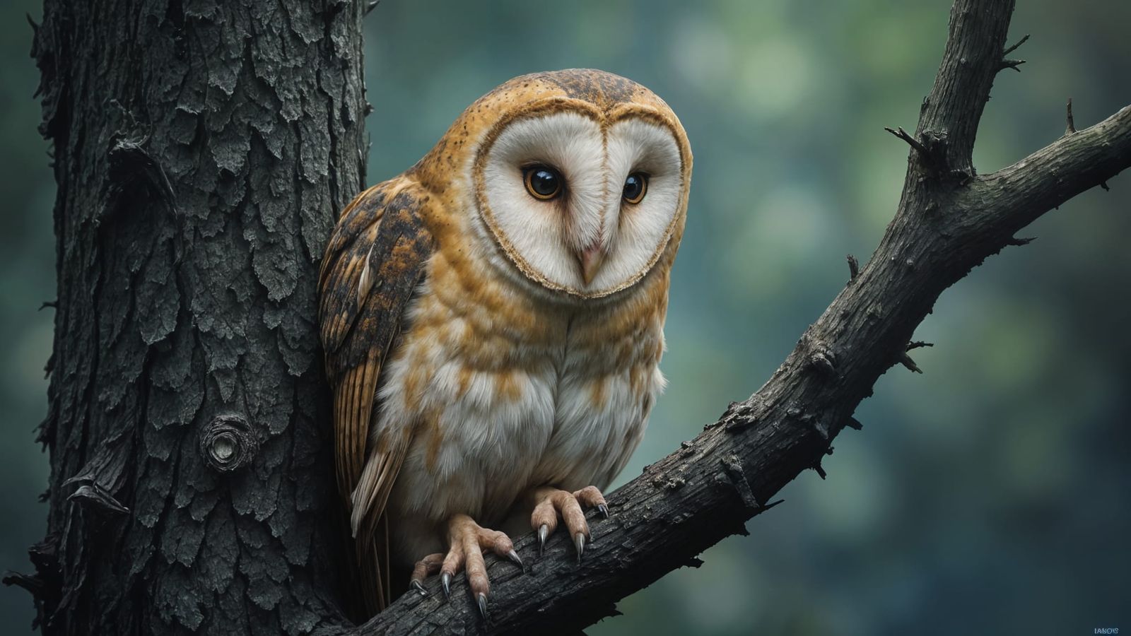 A super hyperrealistic close-up of a barn owl.