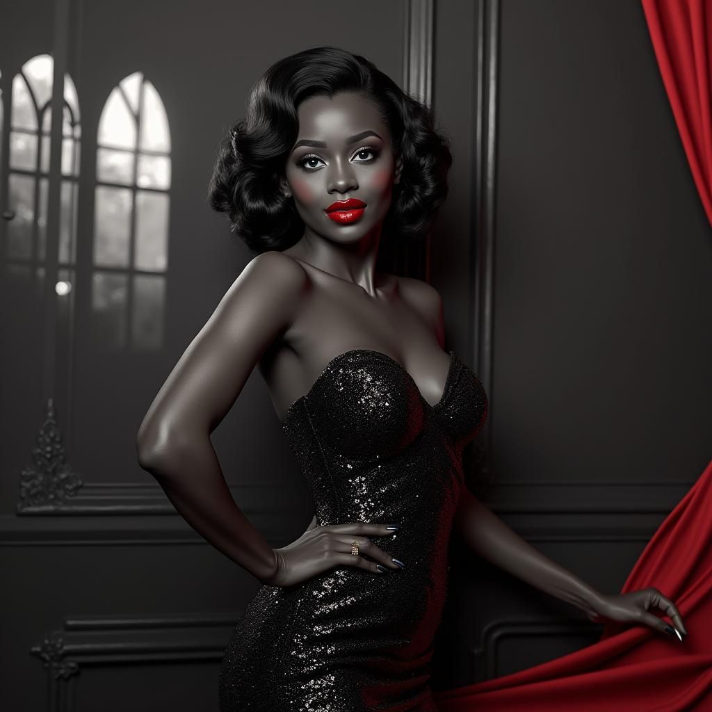 Glamorous Woman in Vintage Hollywood Style