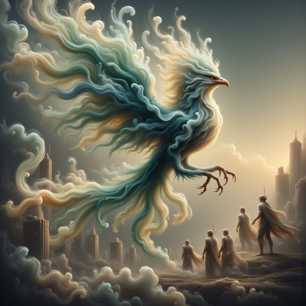 Ethereal Warrior Harpy in Smoky Ruins