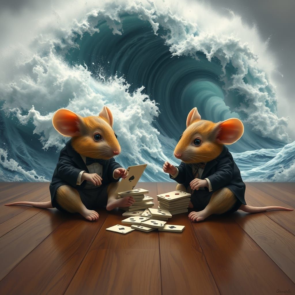 Mice Gambling With Tsunami in Background