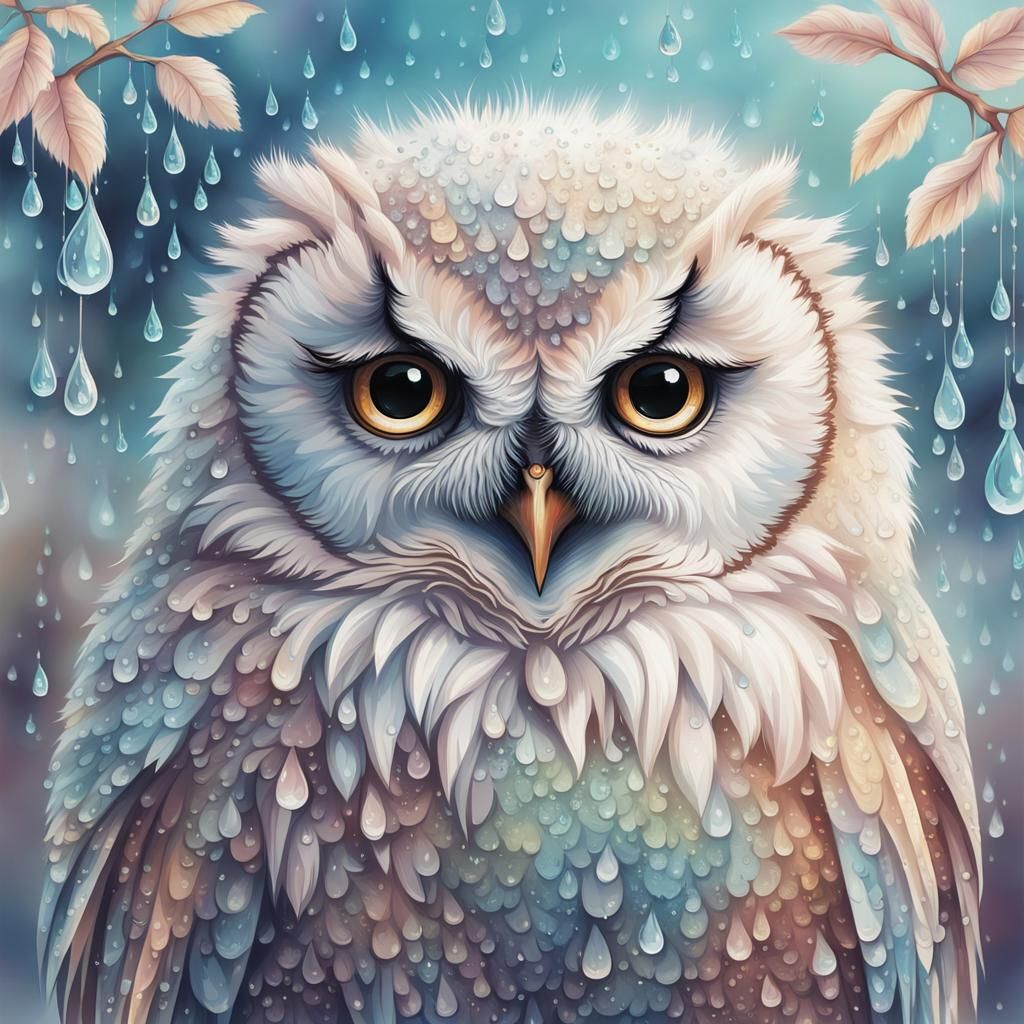 Owl in the rain