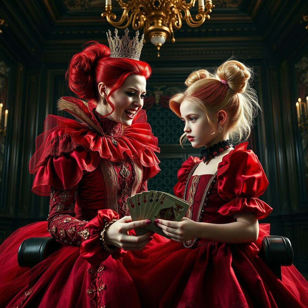 Fiery Queen of Hearts Scolds Smirking Girl