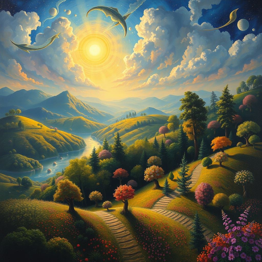 Surrealist Masterpiece in Golden Light