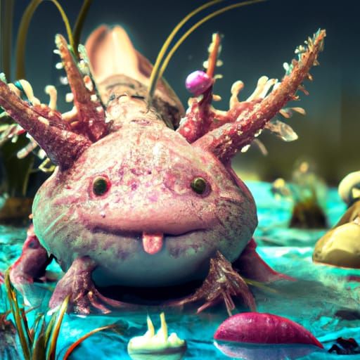 Fantastical Axolotl in Detailed Matte Painting
