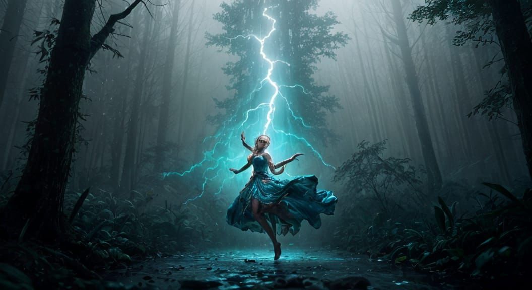 Ghost in Stormy Forest, Hyperdetailed Concept Art