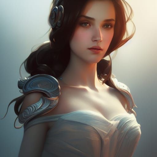 Detailed Portrait of a Princess in Art Nouveau Style