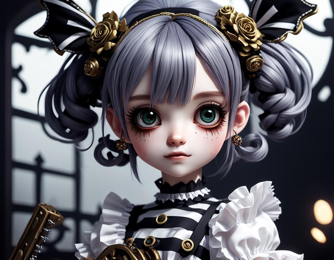 Dark Whimsy: Anime Girl with Chainsaw in 3D