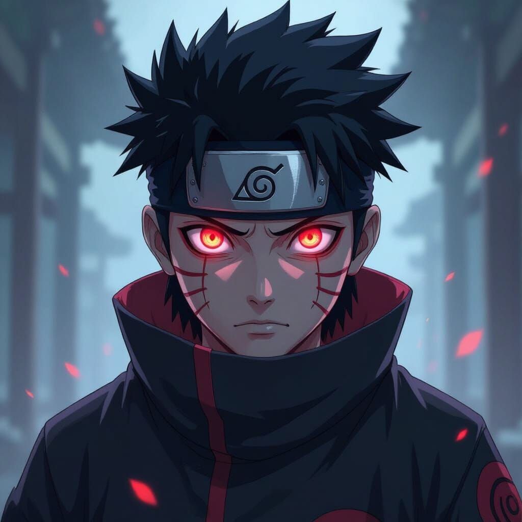 Ninja's Glowing Mangekyo Sharingan Eye, Manga Art Style