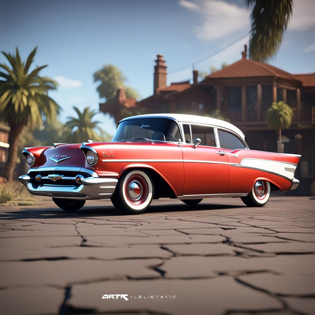 1957 Chevy Bel Air in 3D Game Style