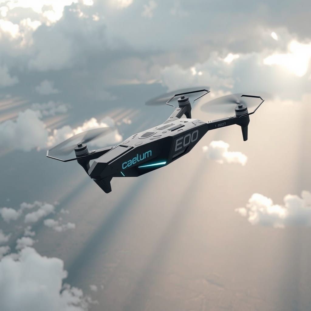 Futuristic Drone Soars Through Ethereal Skies in Cyberpunk S...