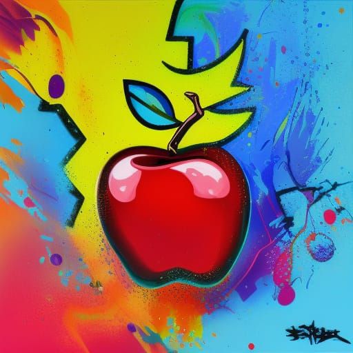 Apple Tree Graffiti Art in Street Style