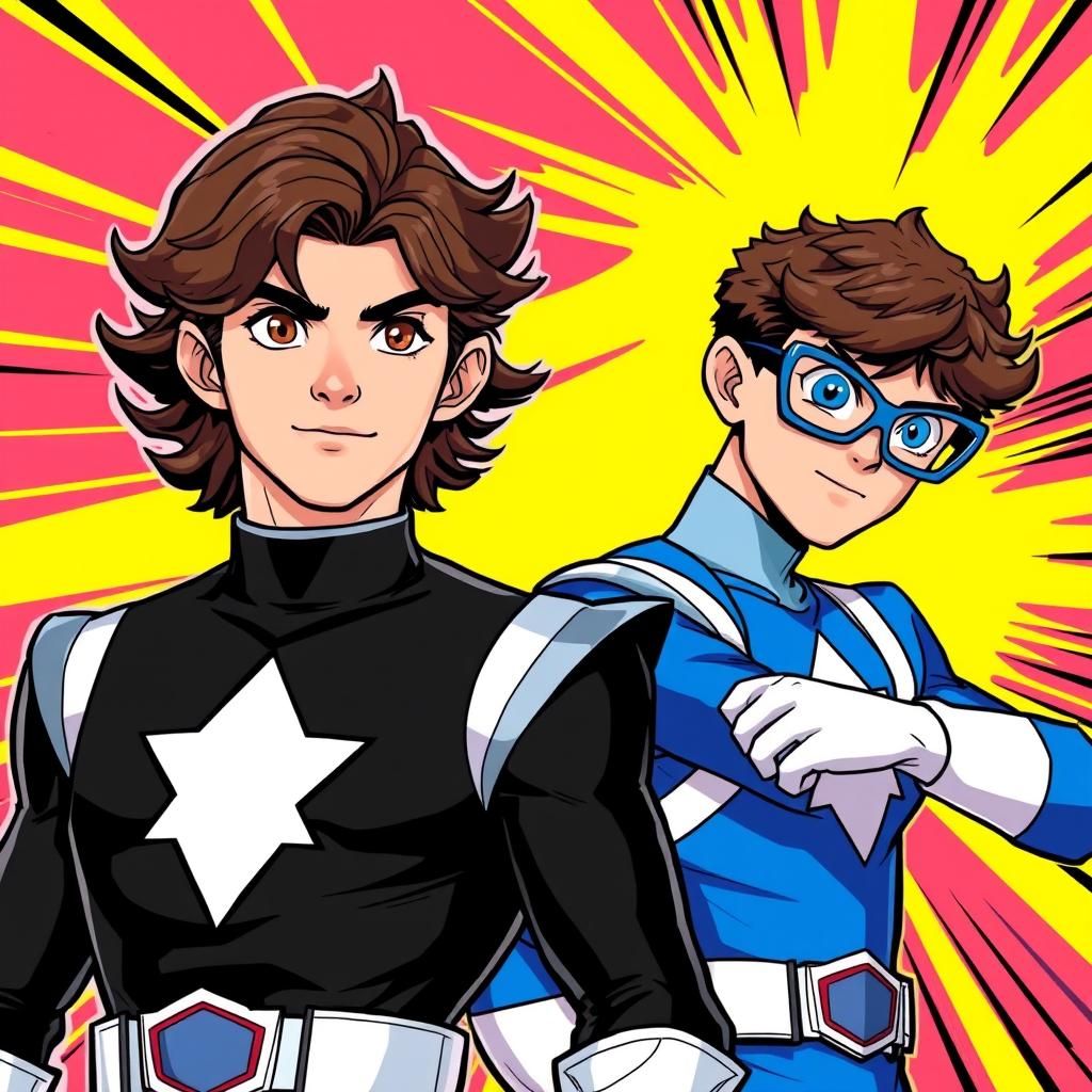 18 year old man with brown eyes and long brown hair  in blac...