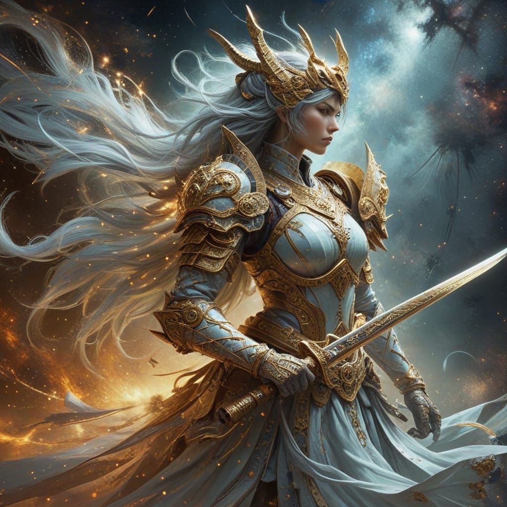 Cosmic Warrior in Space Samurai Armor