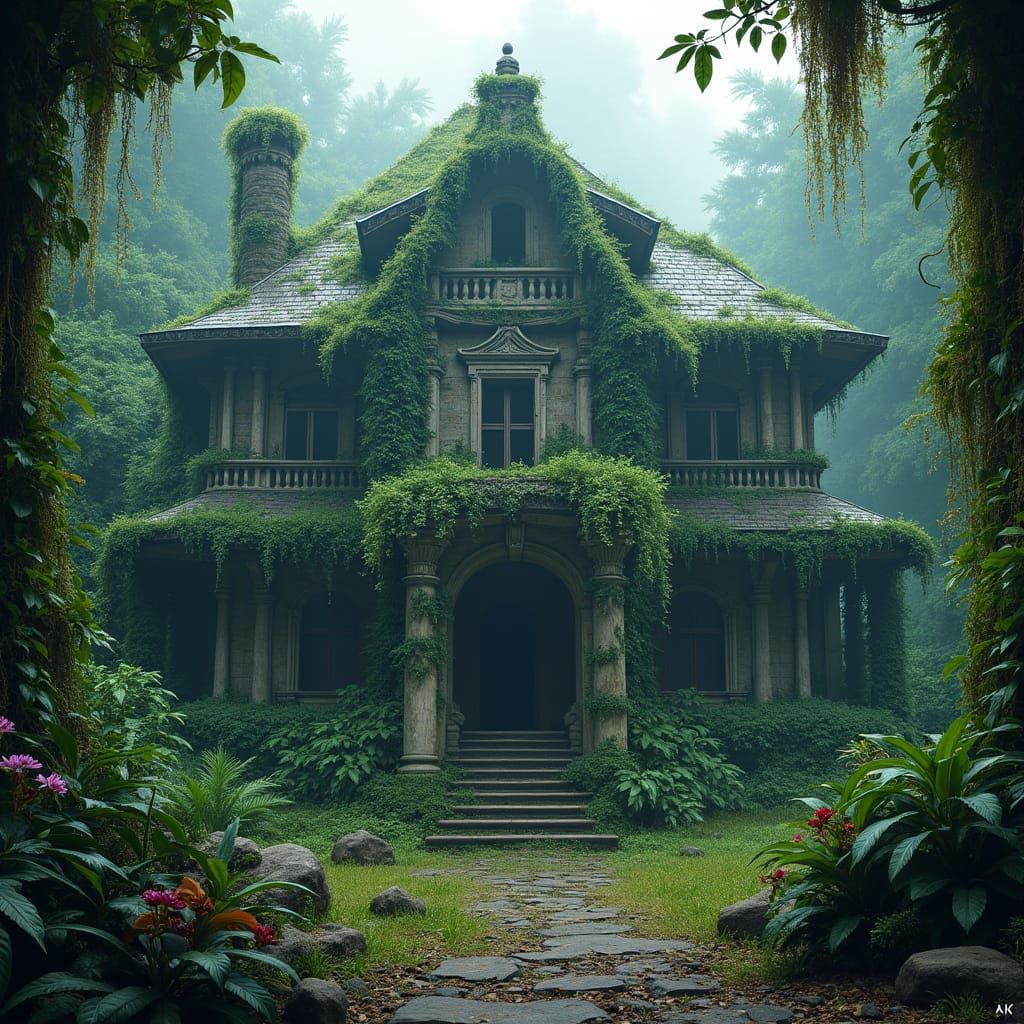 Mystical Jungle Mansion: Ancient Civilization Concept Art